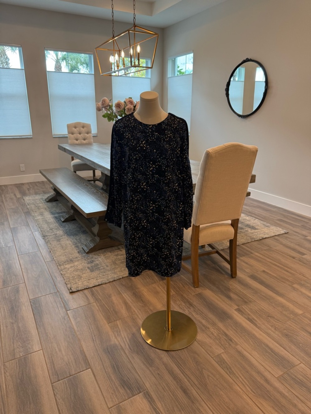 Banana Republic Navy Blue Speckled Long Sleeve Dress
